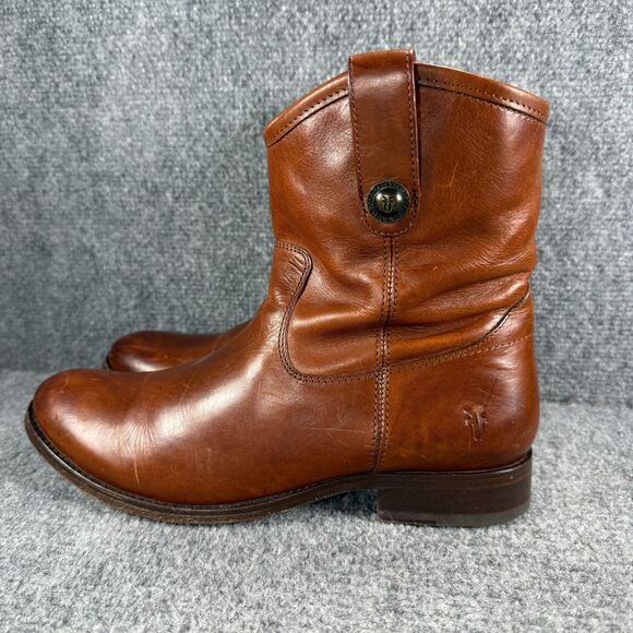 Frye Boots Womens 8.5 Brown Leather Melissa Button Zip Up Ankle Bootie - Picture 5 of 13
